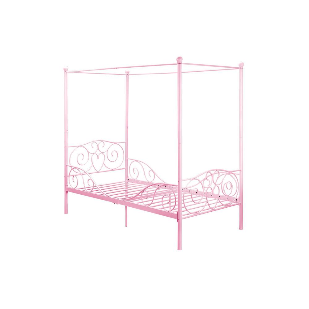 Dhp Capri Pink Twin Size Metal Bed Frame De65171 The Home Depot