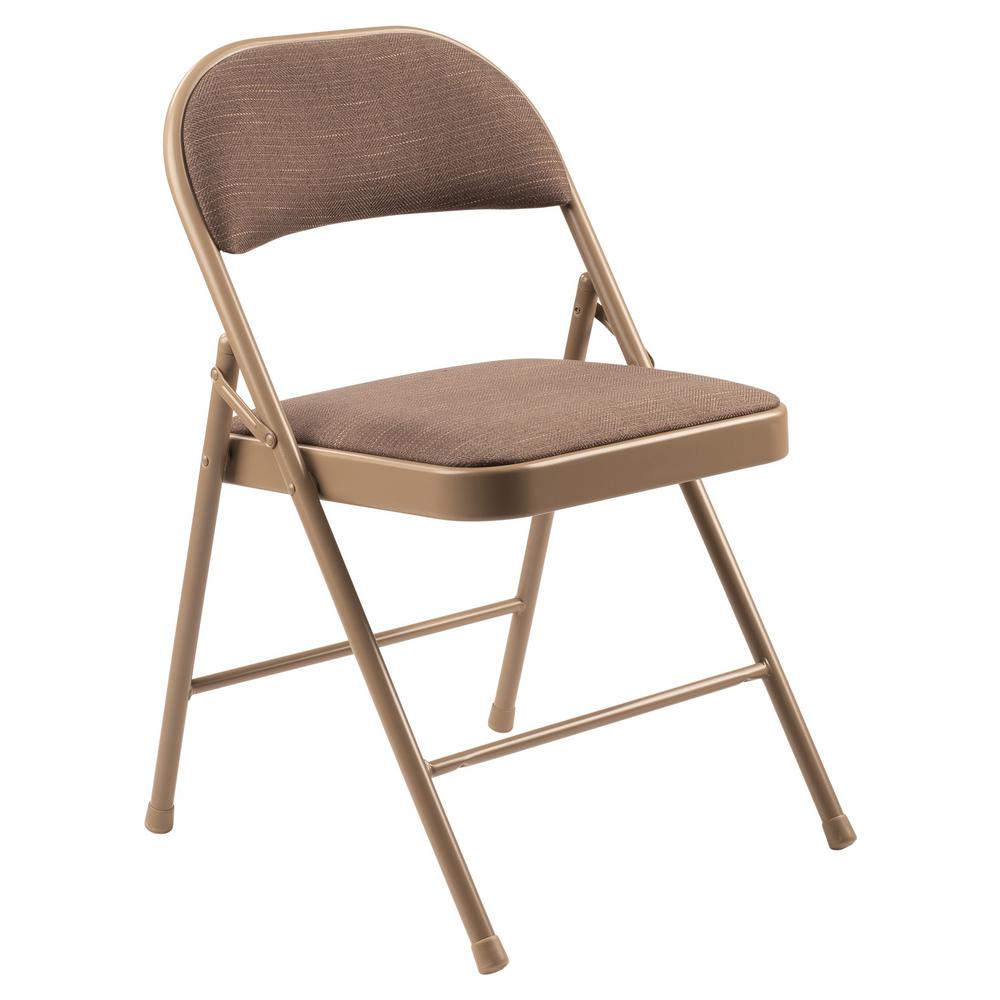 Commercialine&reg; 900 Series Fabric Padded Folding Chair, Star Trail Brown (Pack of 4)