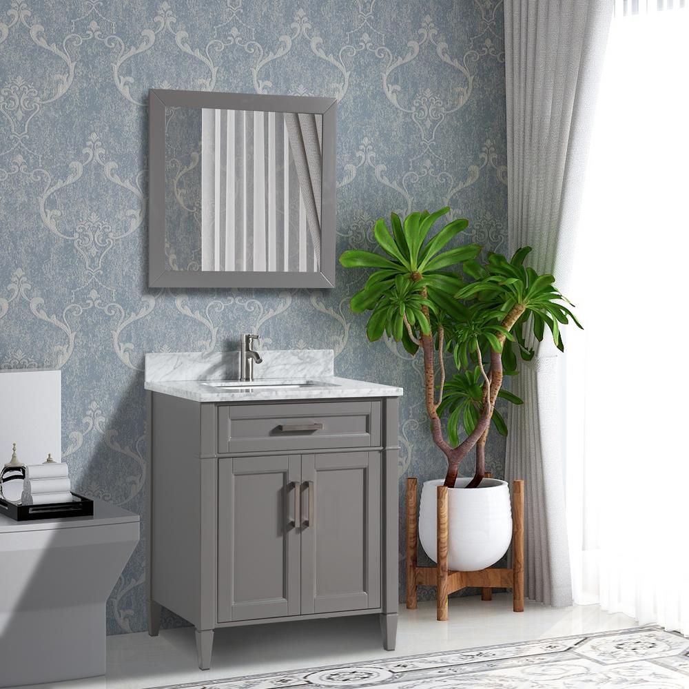 Vanity Art Savona 24 In W X 22 D 36 H Bath Grey With Top White Basin And Mirror