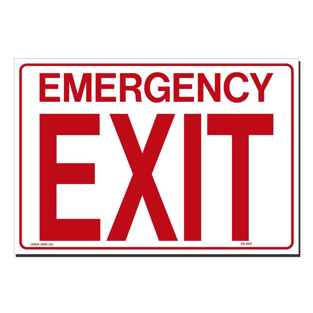 Emergency Fire Exit Sign Sticker after Fluro Arrow Down 400x200mm XXL