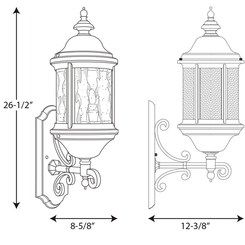 Progress Lighting P5652-20 Traditional Three Light Large Wall Lantern from Ashmore Collection Dark Finish Antique Bronze