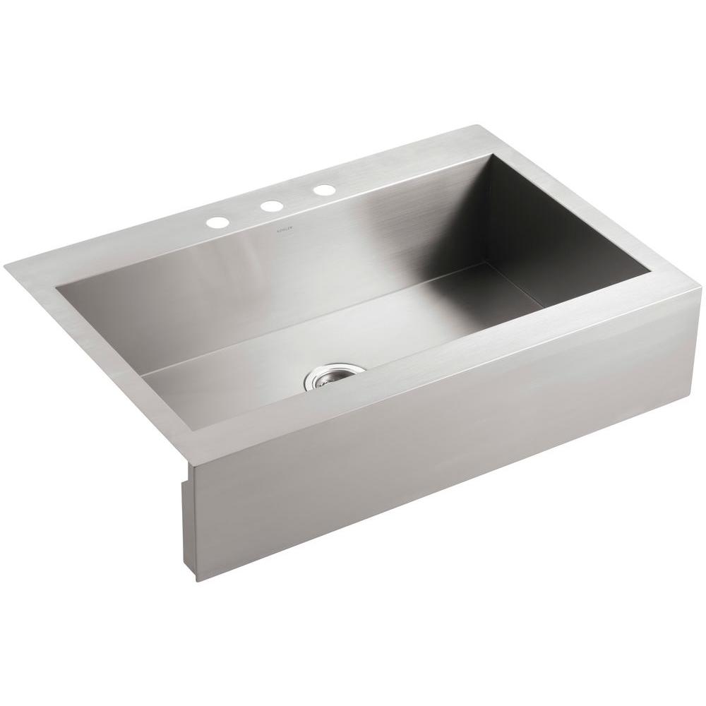 Stainless Steel Sink Only 3 Farmhouse A Kitchen Sinks Vault Drop In Farmhouse A Front Stainless Steel 36 3 Hole