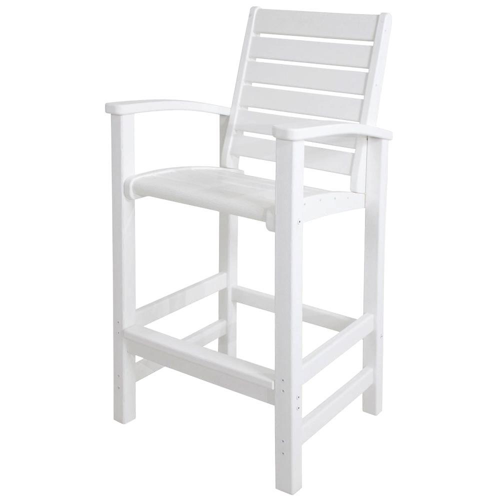 POLYWOOD Signature White Patio Bar Chair1912WH The Home Depot