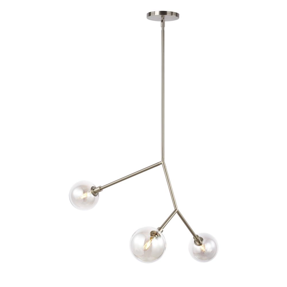 Globe Pendant Lights Lighting The Home Depot Sycamore 3 Light Satin Nickel Pendant With Led Bulbs