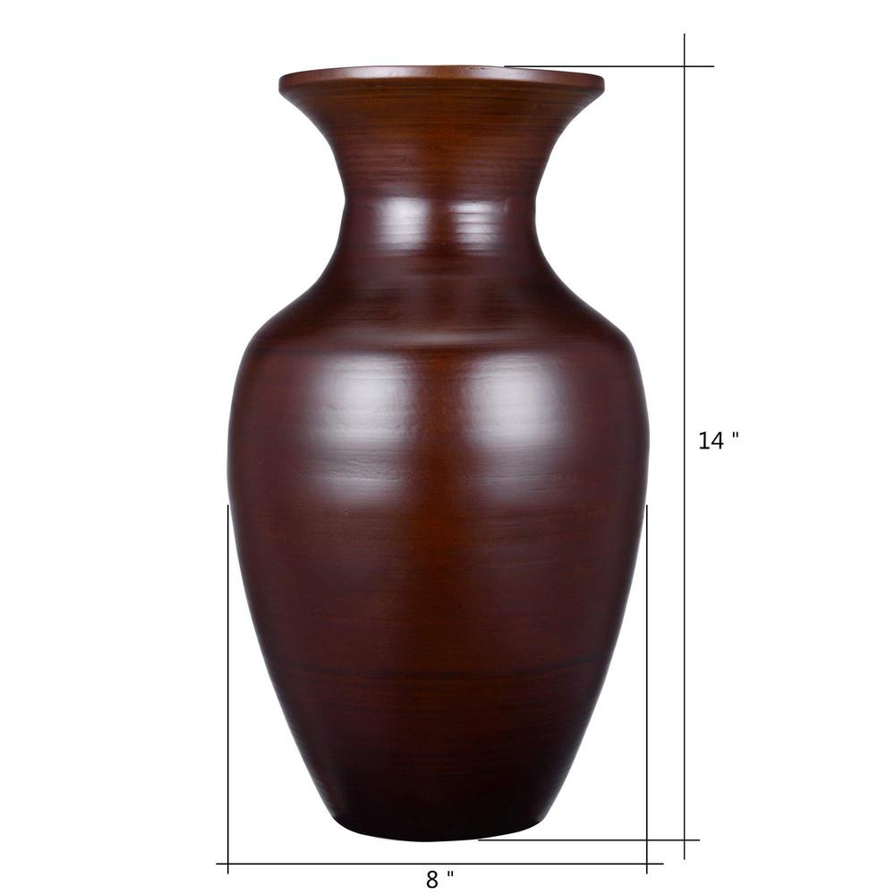 Villacera 14 In Decorative Handcrafted Glazed Bamboo Urn Vase In