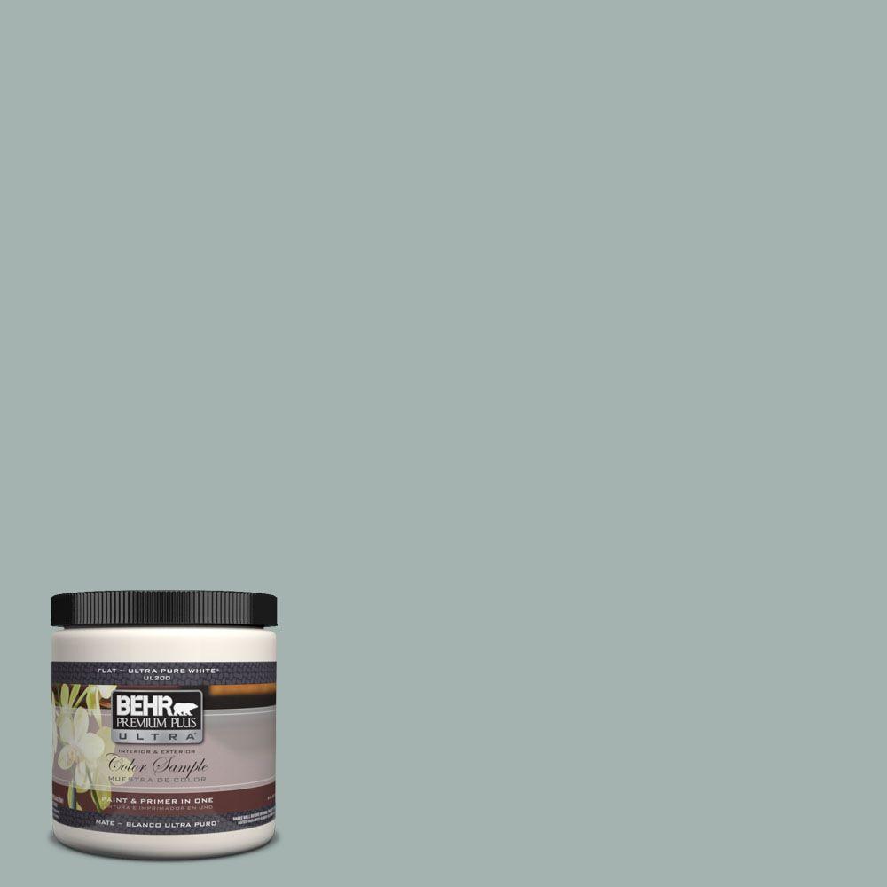 Behr Premium Plus Ultra 8 Oz Ul220 15 Frozen Pond Matte Interior Exterior Paint And Primer In One Sample