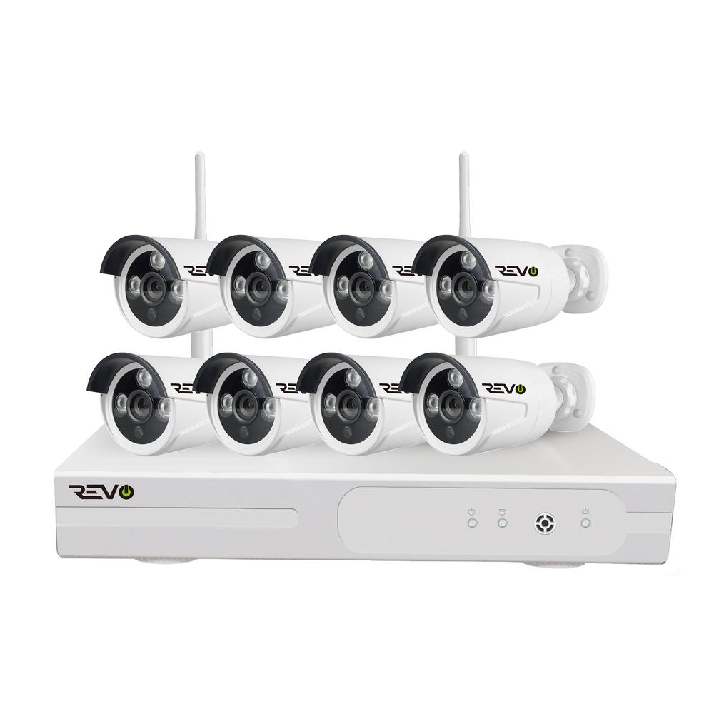 Revo Wireless Hd 8 Channel 1tb Nvr Smart Surveillance System With 8 Wireless 1080p Full Hd Indoor Outdoor Bullet Cameras Rw81hdbndl 1 The Home Depot