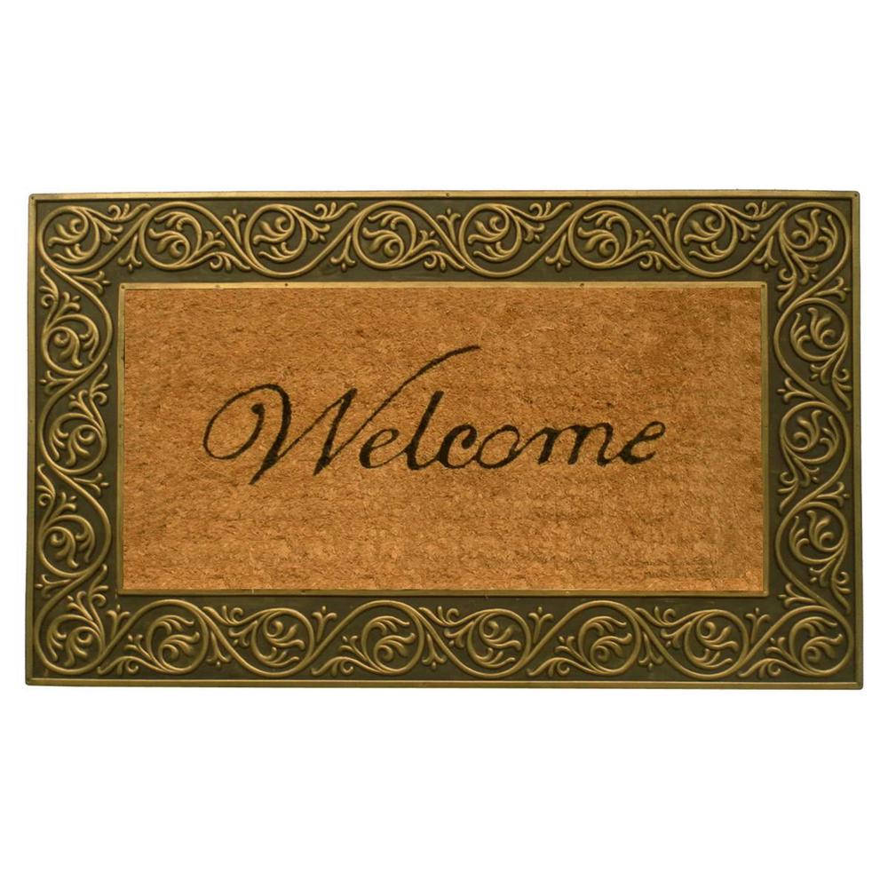 Home More Prestige Gold Welcome Door Mat 18 In X 30 In