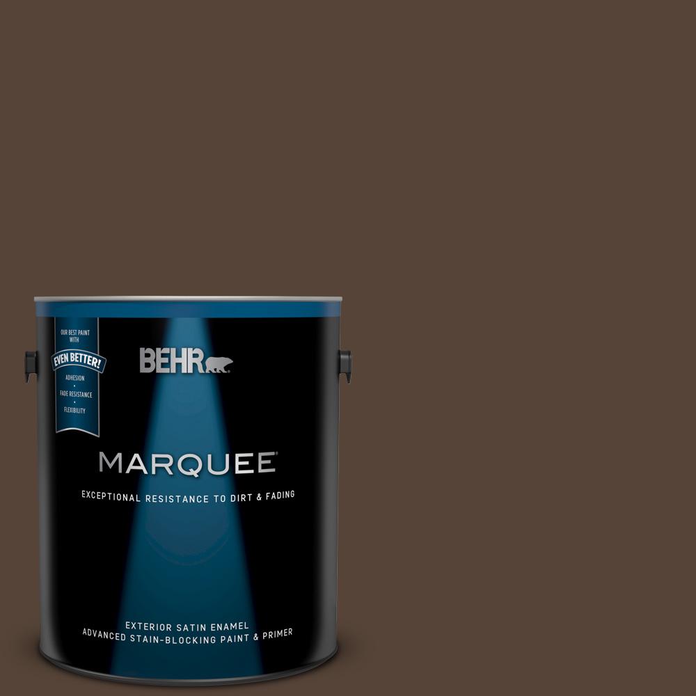 Behr Marquee 1 Gal N170 7 Baronial Brown Satin Enamel Exterior N170 7 Baronial Brown Satin Enamel Exterior Paint And