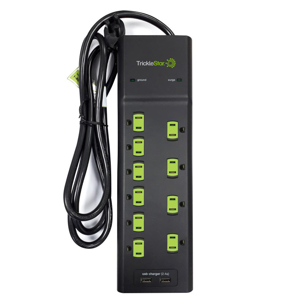 TrickleStar 6 ft. 10Outlet Surge Protector With USB Charging Ports