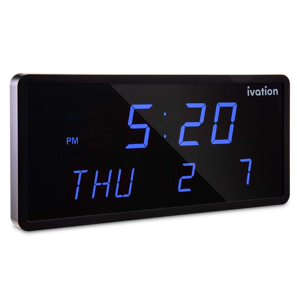 Ivation Oversized Digital LED Clock / Calendar Blue (12 in