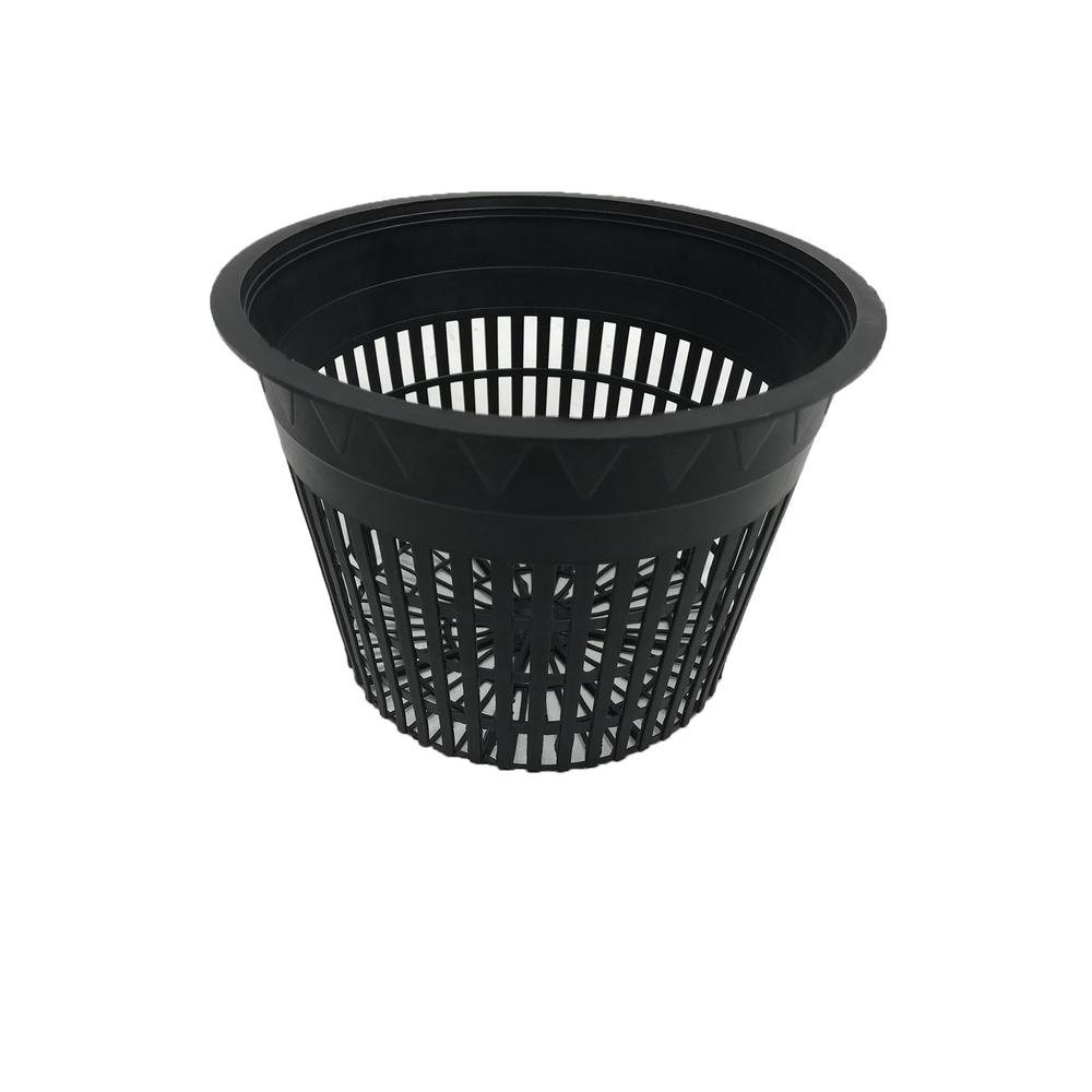 Viagrow 6 in. Black Plastic Net Pots, Round Cup with Slotted Mesh-V6NET ...