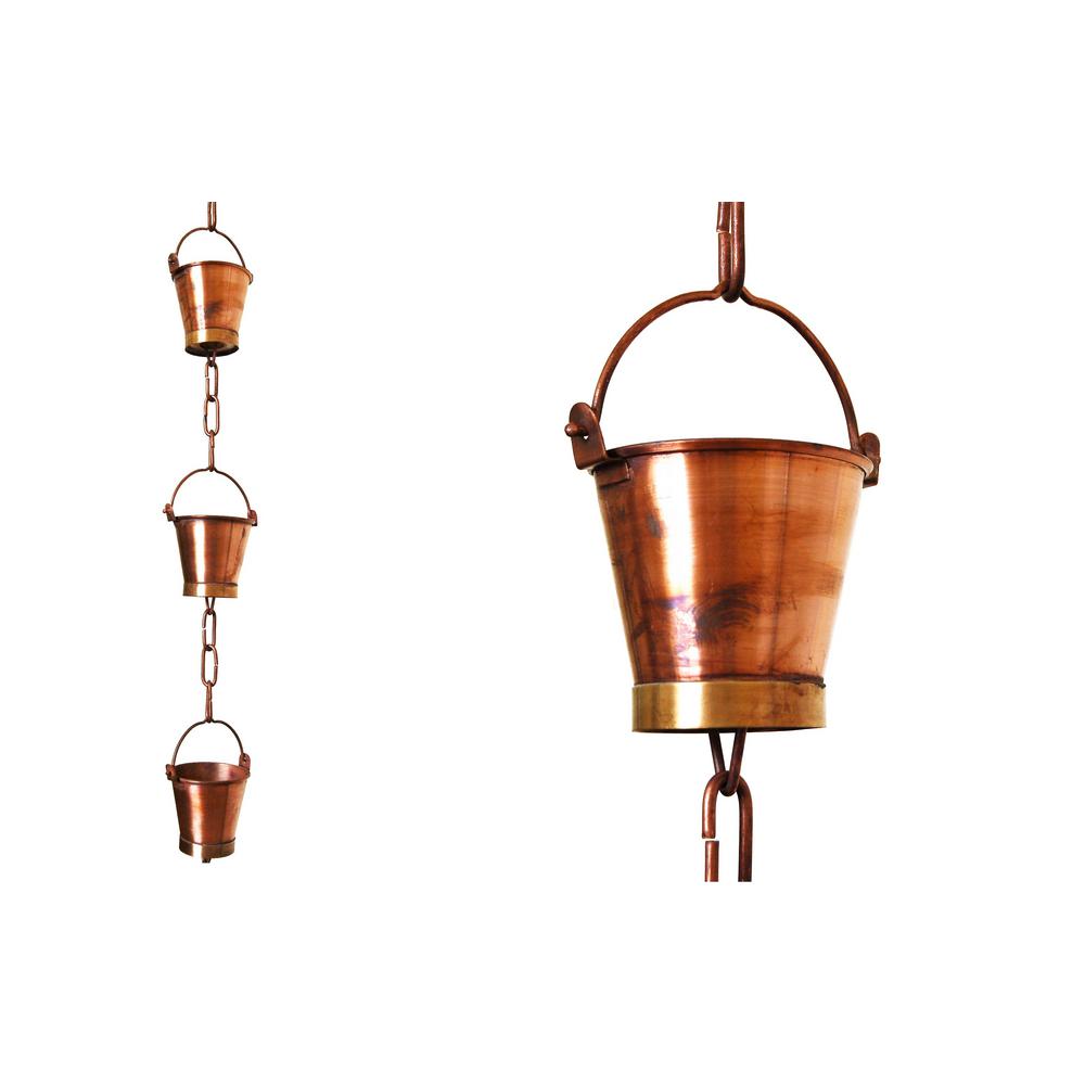 U-nitt 8.5 ft. Pure Copper Bucket Rain Chain-8146 - The Home Depot