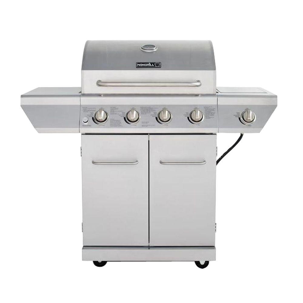 Nexgrill 4 Burner Propane Gas Grill In Stainless Steel With Side