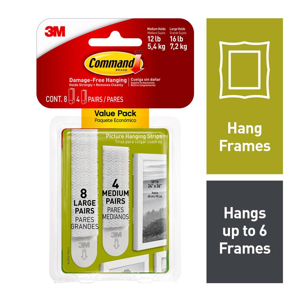 Command Large White Picture Hanging Adhesive Strips (12Adhesive Strips)1720612ES The Home Depot