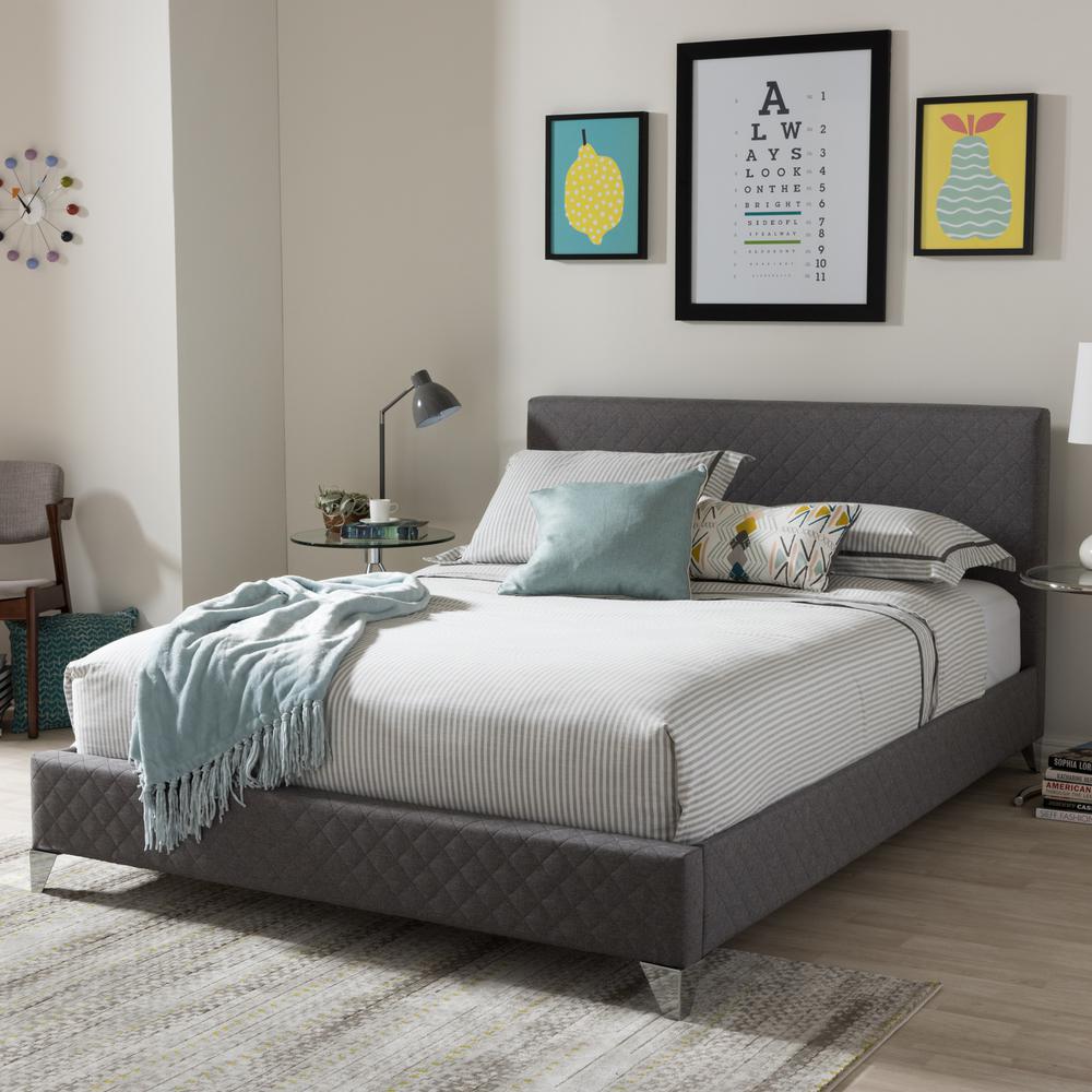 Baxton Studio Harlow Gray Queen Upholstered Bed 28862 7114 Hd The Baxton Studio Harlow Gray Queen Upholstered Bed 28862 7114 Hd The Home Depot