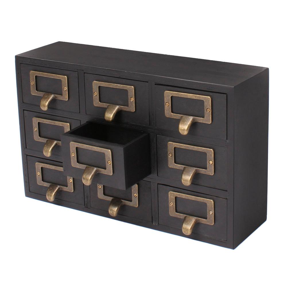 Kate And Laurel Apothecary Black Wood Drawers 209259 The Home Depot