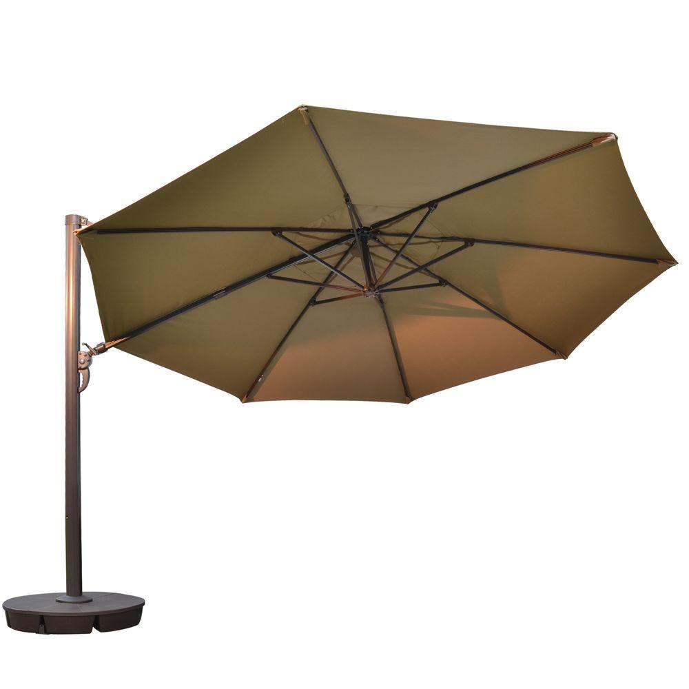 13 Patio Umbrellas Furniture The Home Depot Victoria 13 Ft Octagonal Cantilever Patio Umbrella In Stone Sunbrella Acrylic
