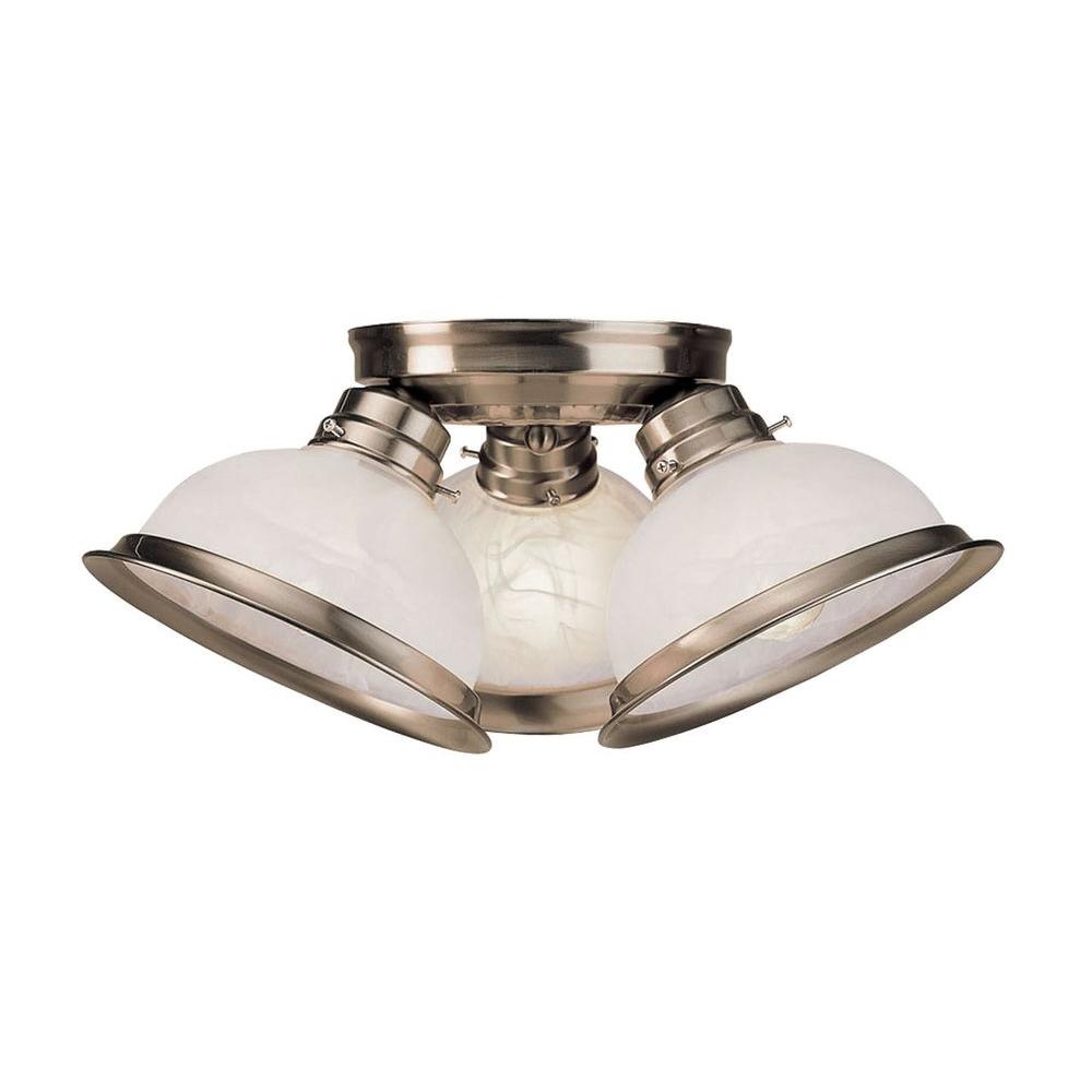 Livex Lighting Providence 3Light Brushed Nickel Incandescent Ceiling