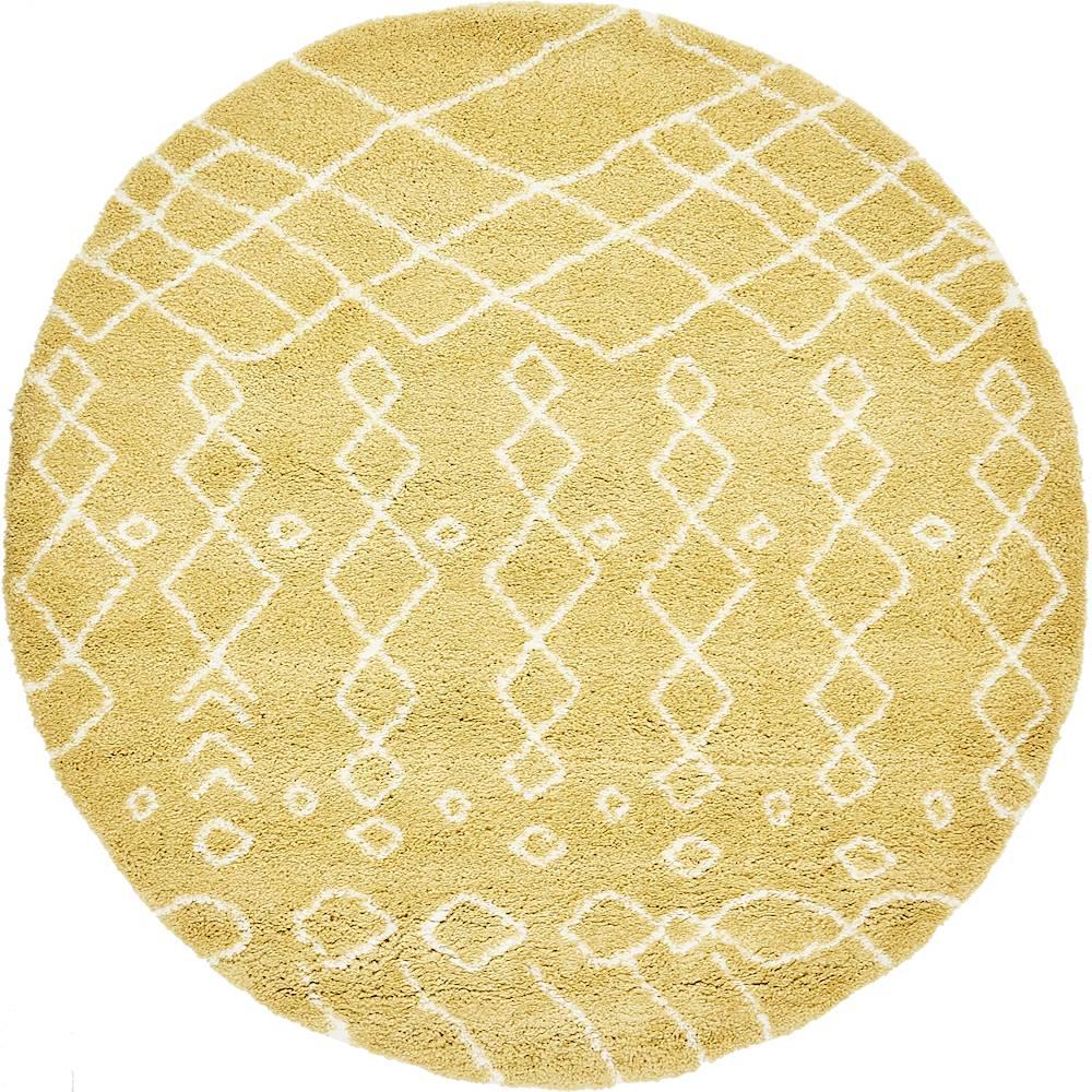 Unique Loom Marrakesh Shag Yellow 8 ft. x 8 ft. Round Area Rug3139450