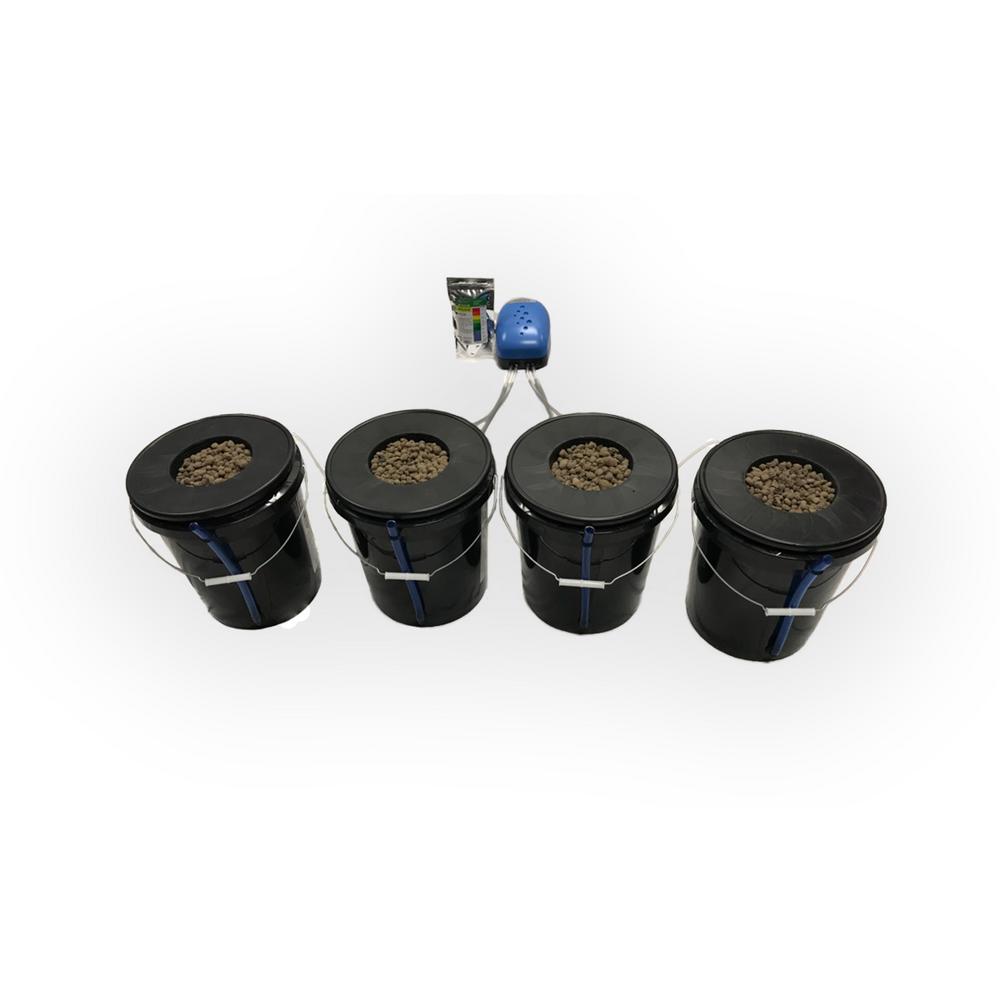 Hydroponic Deep Water Culture 4 Plant Bucket Grow System Kit Complete w