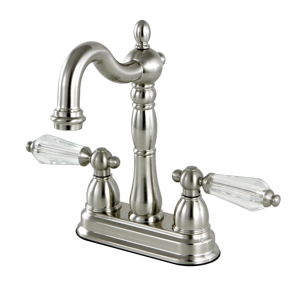 Kingston Brass Victorian Crystal 2Handle Bar Faucet in Satin NickelHKB1498WLL The Home Depot