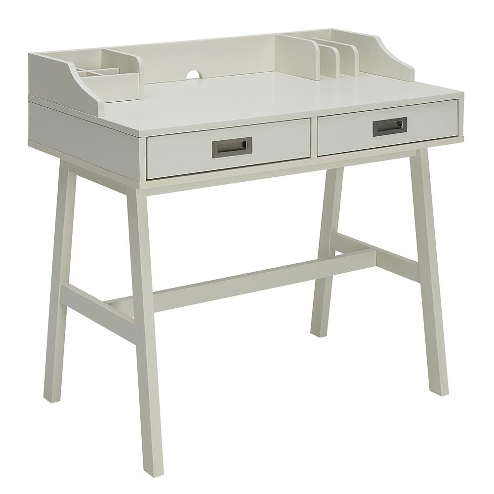 Usl 36 In Rectangular Polar White 2 Drawer Writing Desk With Polar White 2 Drawer Writing Desk