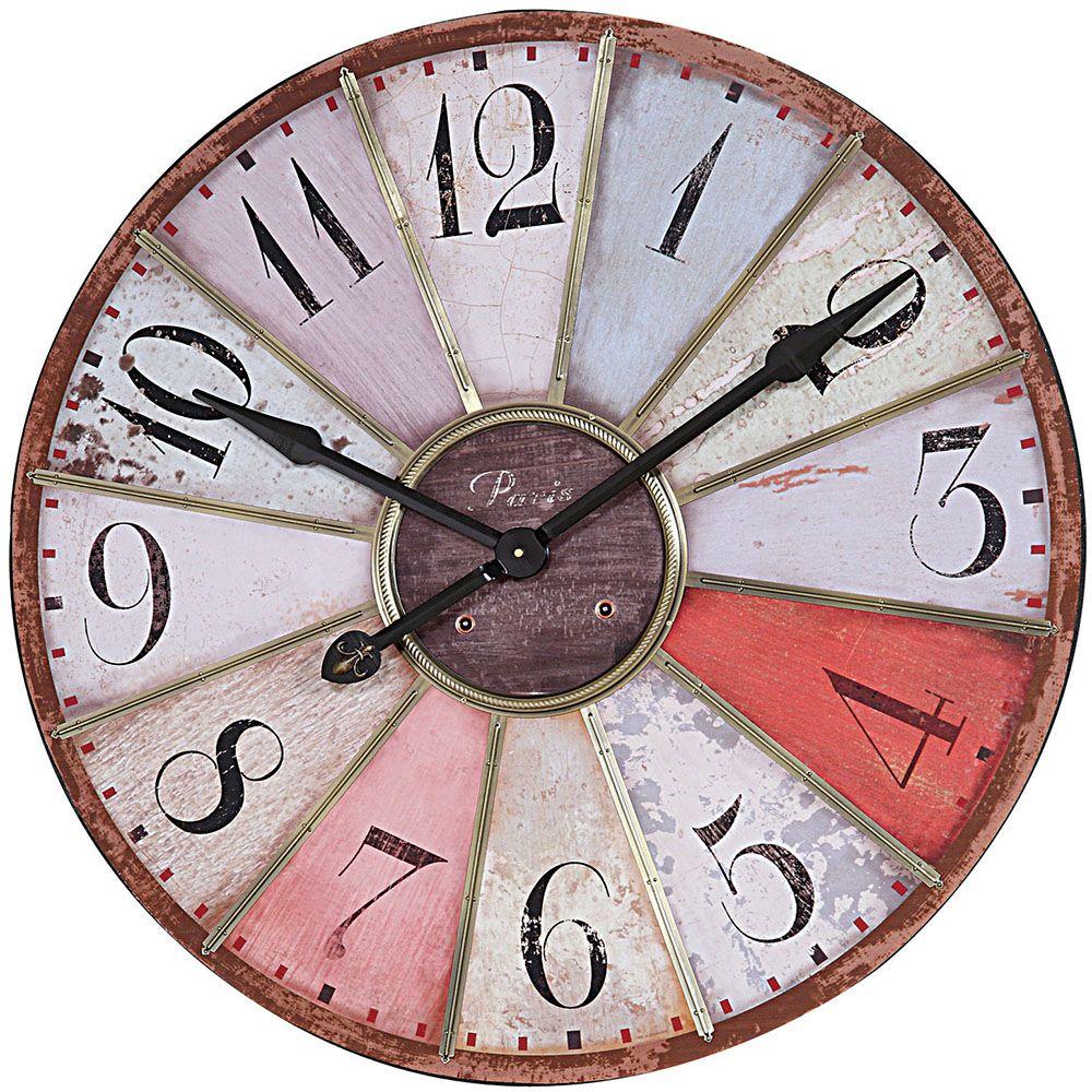 Home Decorators Collection Rai 29 in. Diameter Round Wood Wall Clock