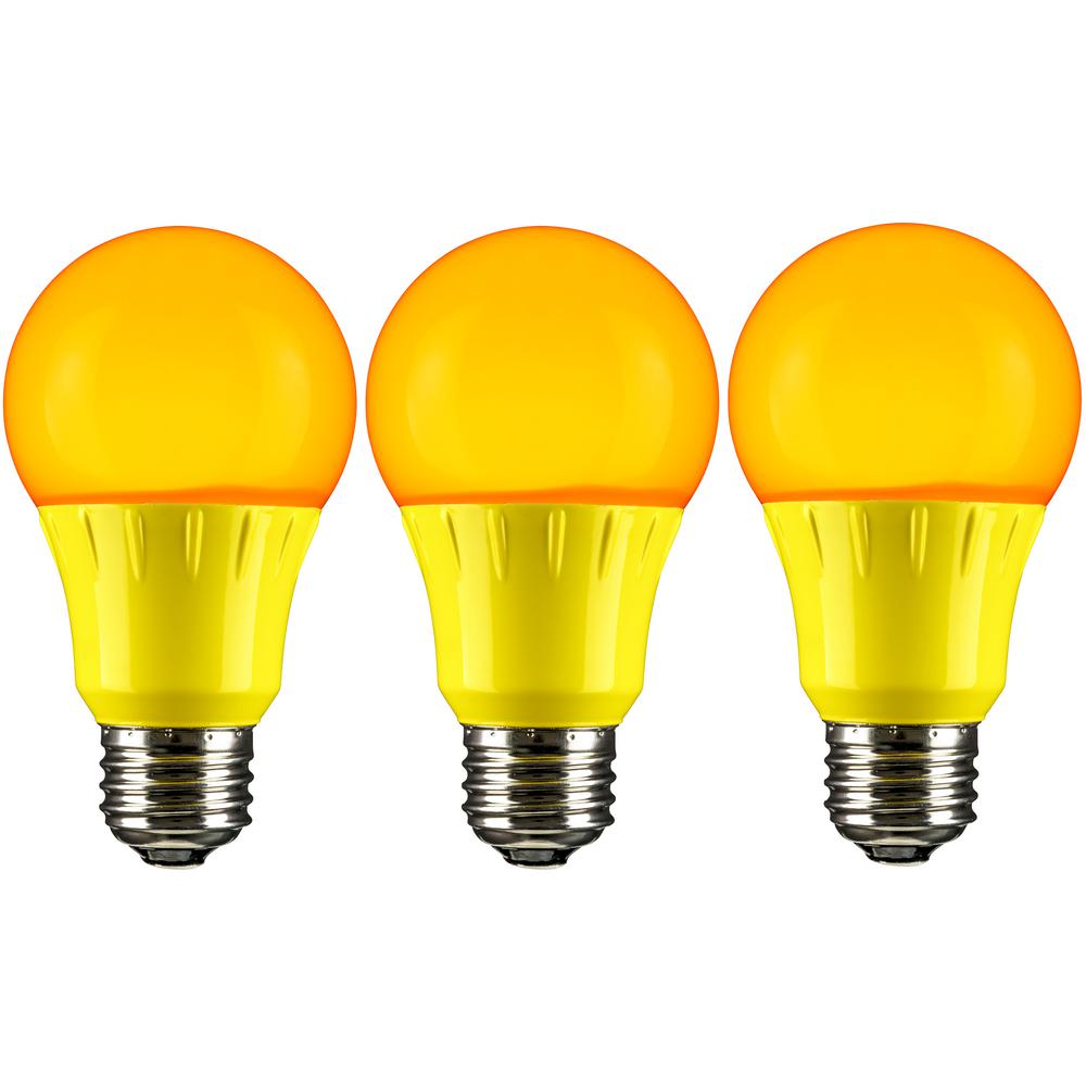 Sunlite 22Watt Equivalent A19 LED Yellow Light Bulbs Medium E26 Base
