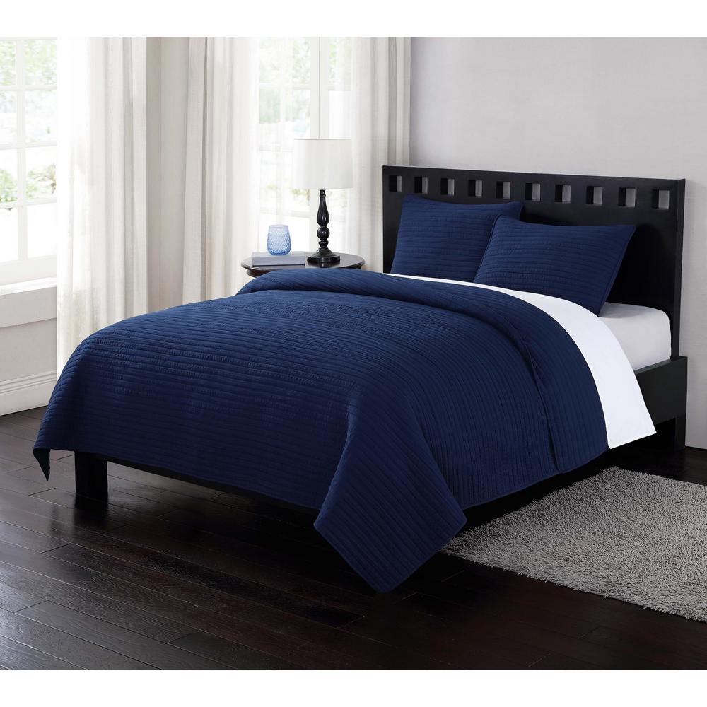 London Fog Garment 3 Piece Blue Queen Quilt Set Qs1765nvfq 2600