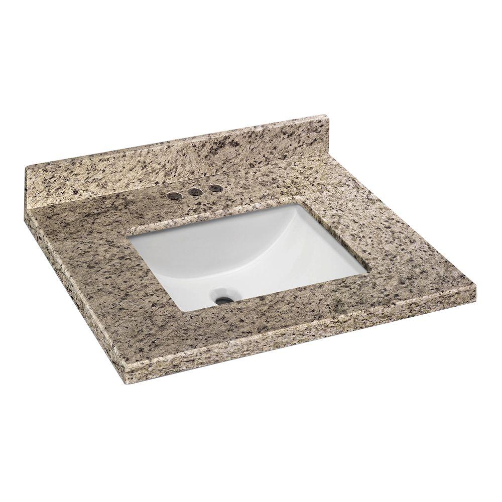 Home Decorators Collection 25 In W X 19 In D Granite Vanity Top In Santa Cecilia With White Single Trough Sink 21885 The Home Depot