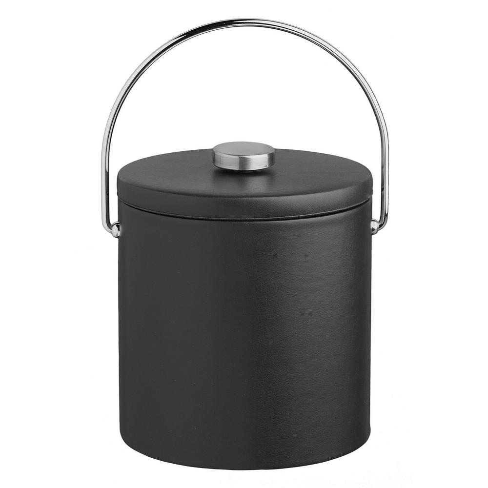 Kraftware Sophisticates 3 Qt. Black w/Polished Brass Ice Bucket with