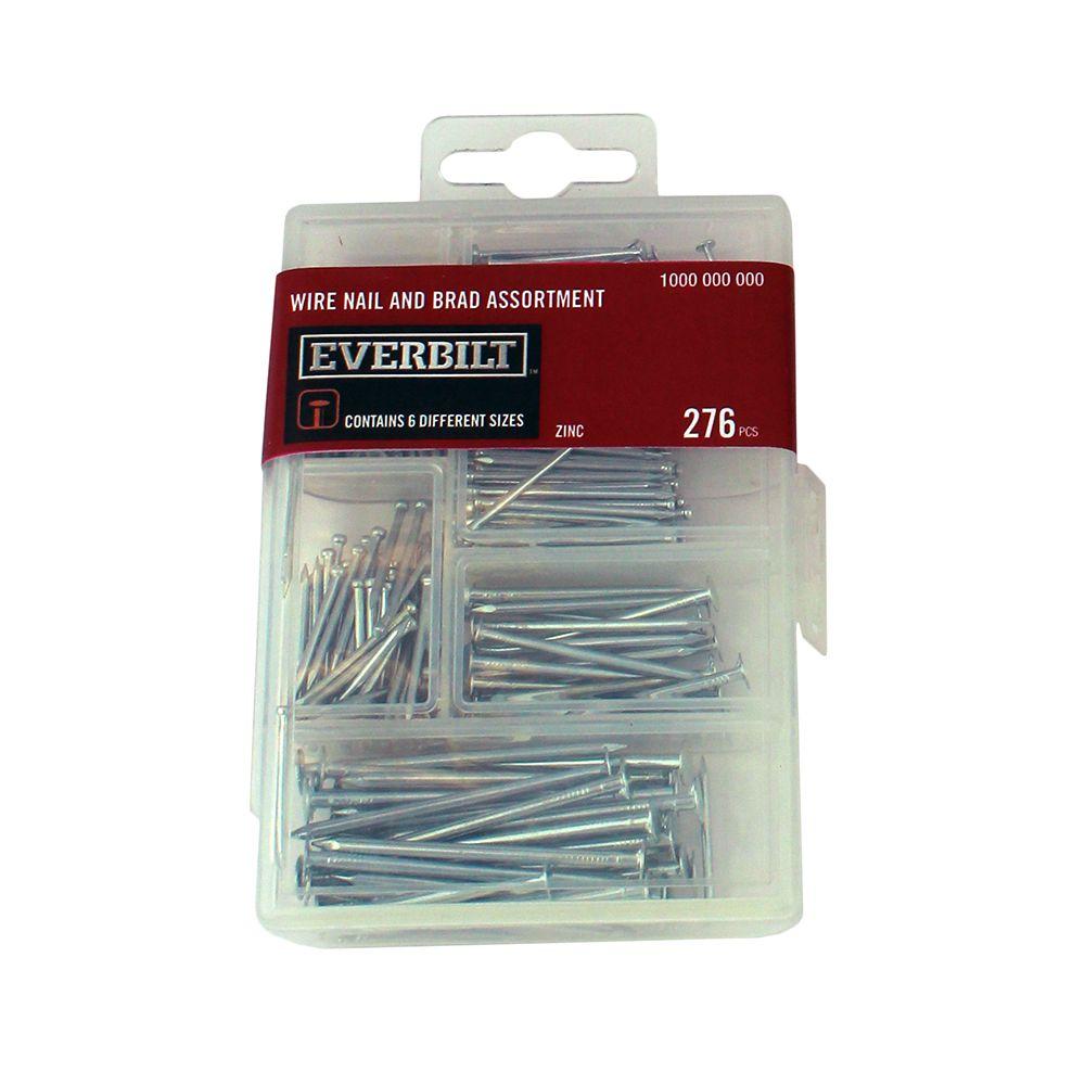 Everbilt ZincPlated Wire Nail and Brad Assortment (276Piece)803534