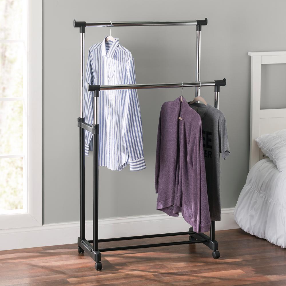 heavy duty metal clothes rack with wheels