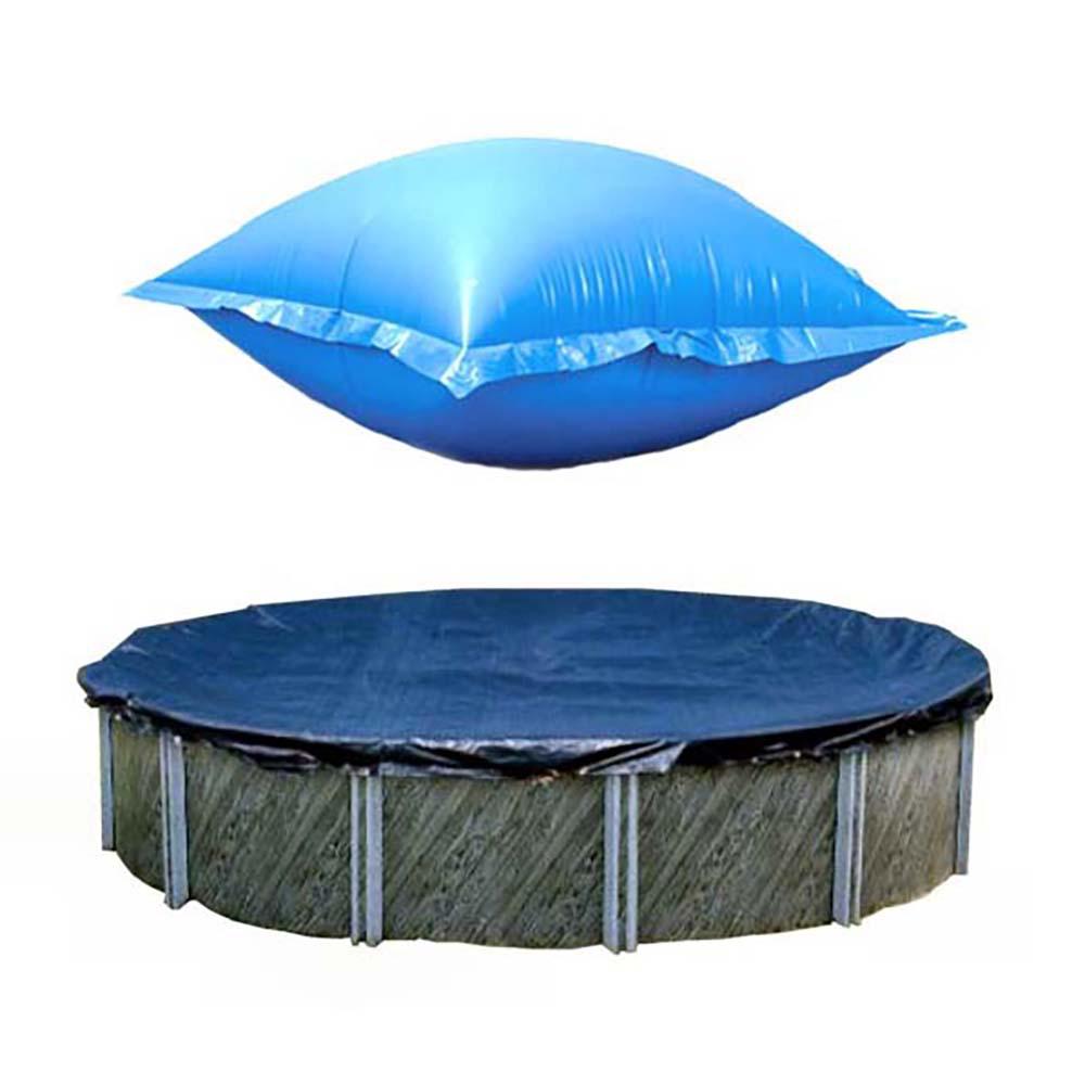 Swimline 24 Ft Round Above Ground Winter Pool Cover With 4 Ft X 8 Ft   Dark Blue Top Black Underside Swimline Winter Pool Covers Pco827 Acc48 64 1000 