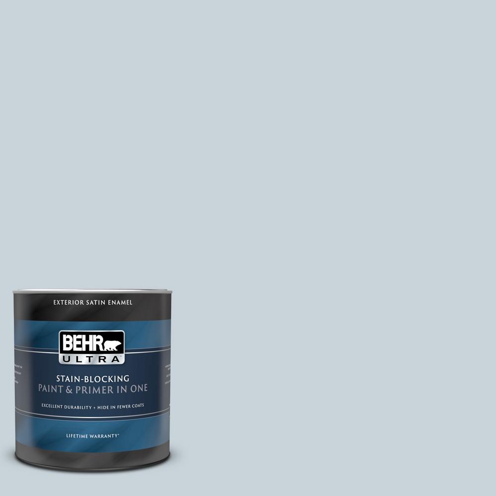 BEHR ULTRA 1 qt. N4801 Light Drizzle Satin Enamel Exterior Paint and