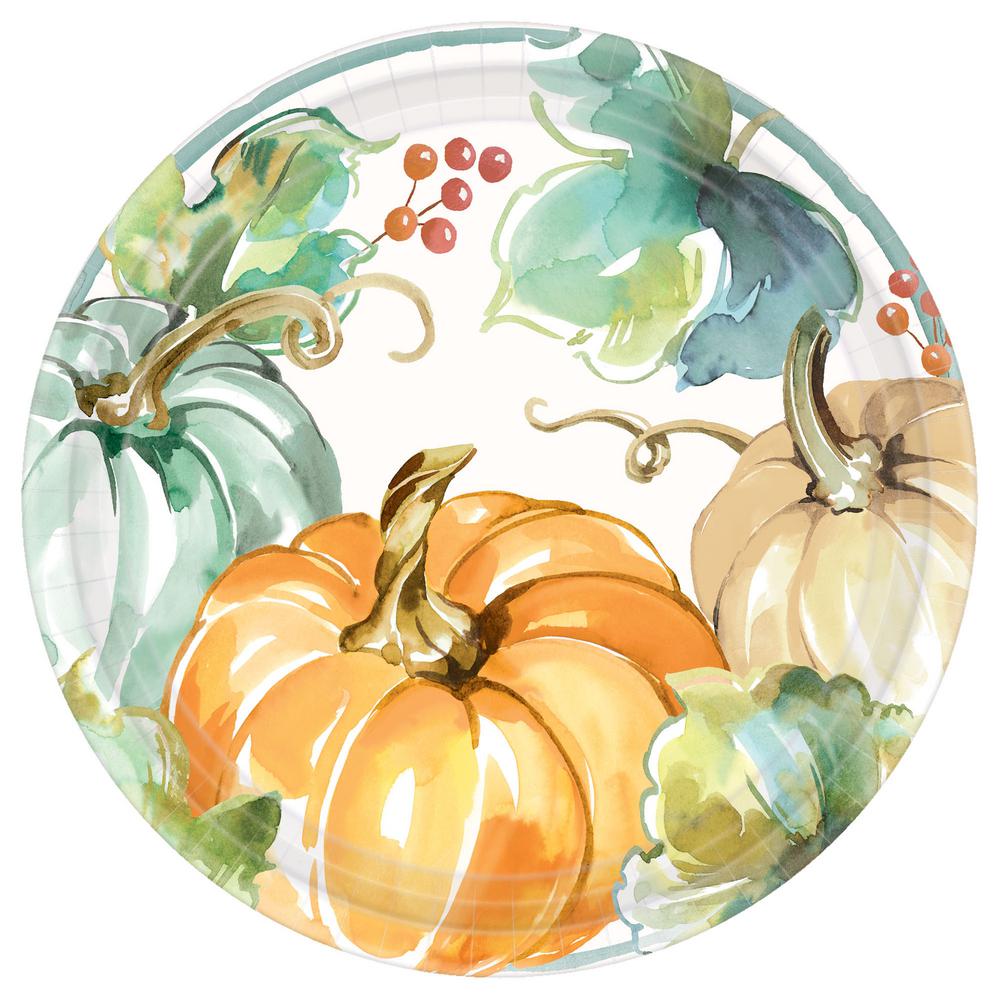 Fall Muted Autumn Round Paper Plates 