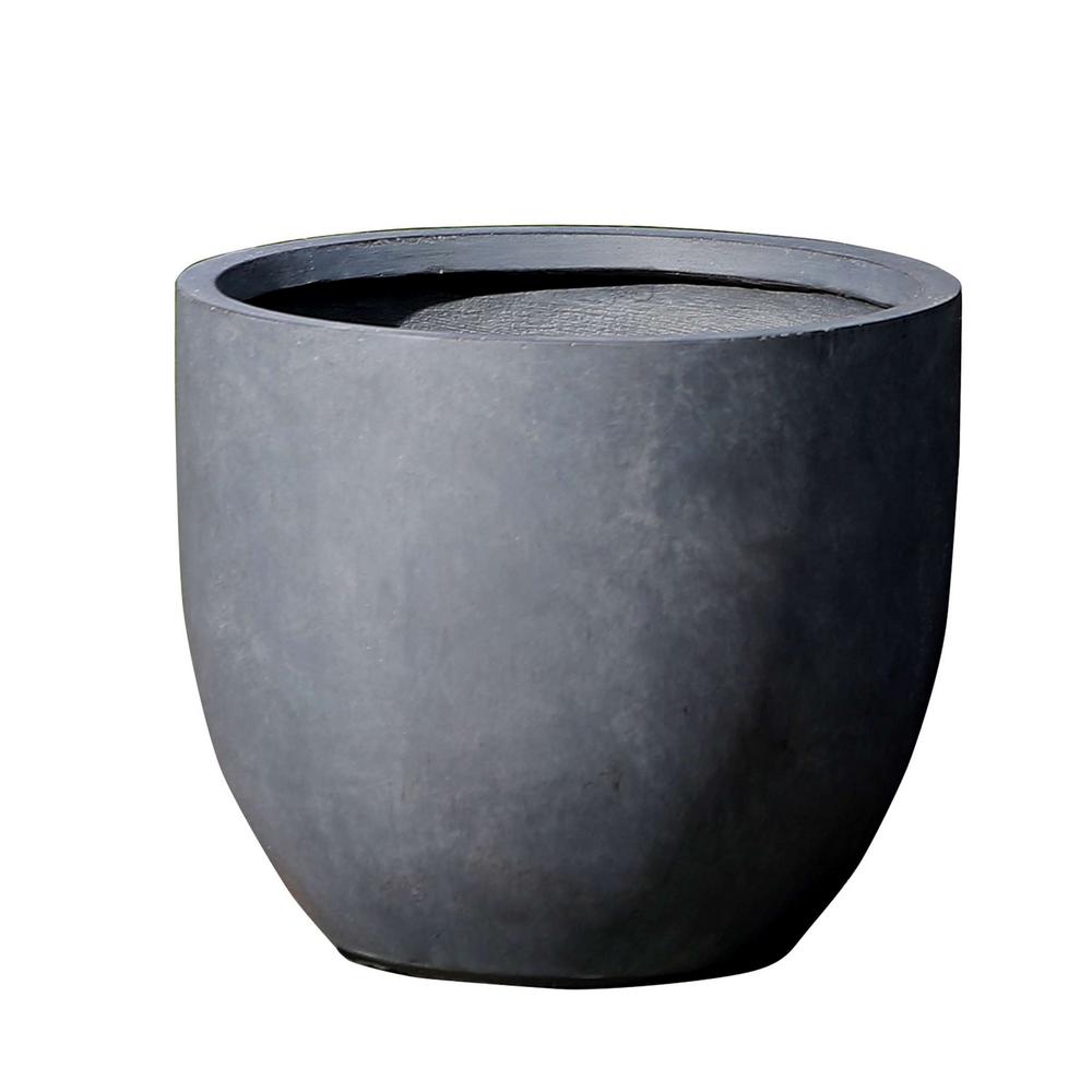 Winsome House Large Round Stone Fiberclay Planter Wh035 The Home Depot