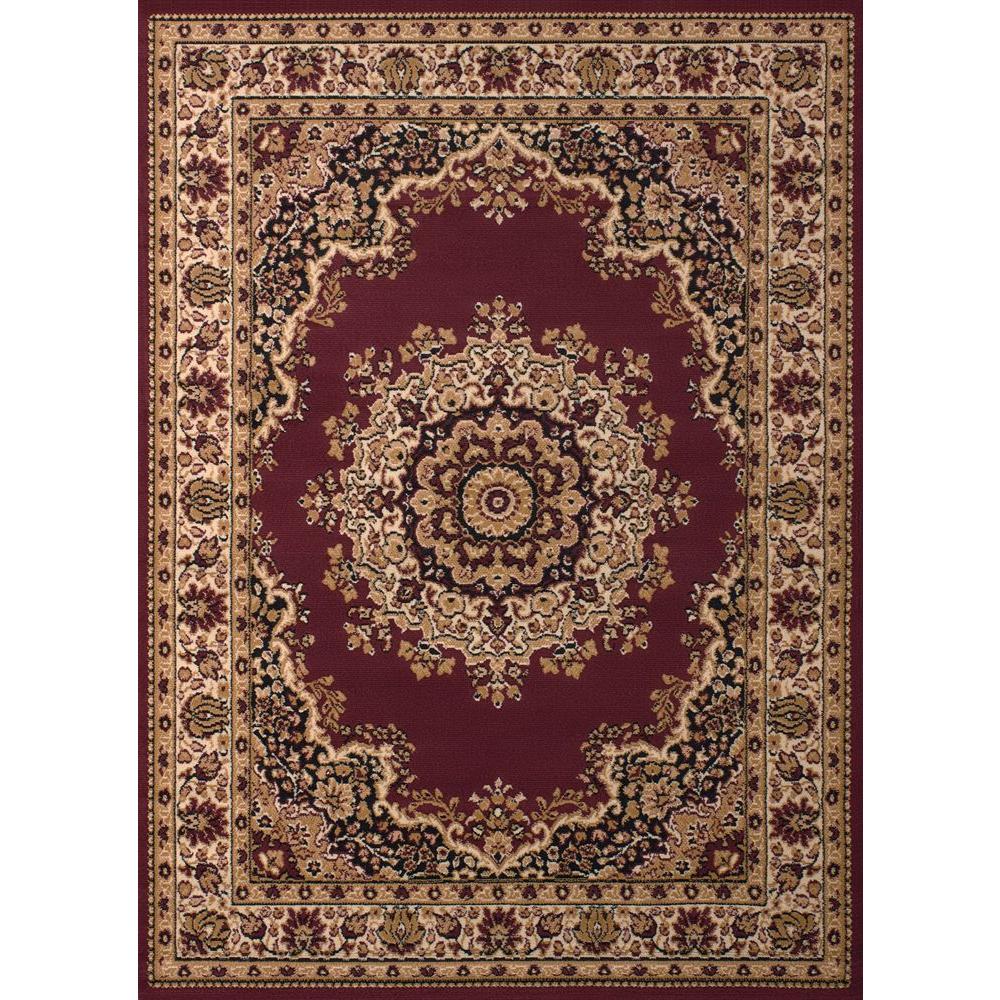 Unbranded Floral Kerman Burgundy 5 ft. x 7 ft. Indoor Area ...