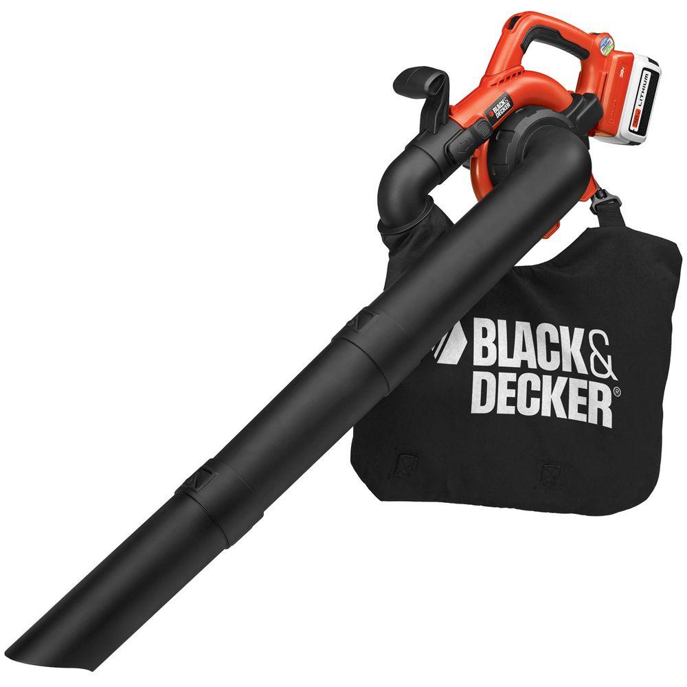 Black Decker 120 Mph 90 Cfm 40v Max Lithium Ion Cordless Handheld Leaf Sweeper Vacuum With 1 1 5ah Battery And Charger Included Lswv36 The Home Depot