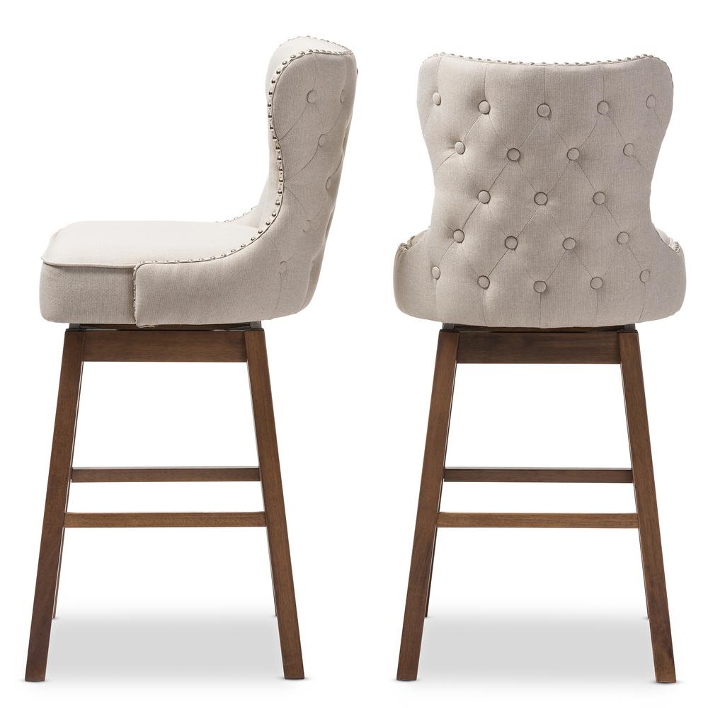 Baxton Studio Gradisca Gray Fabric Upholstered 2Piece Bar Stool Set