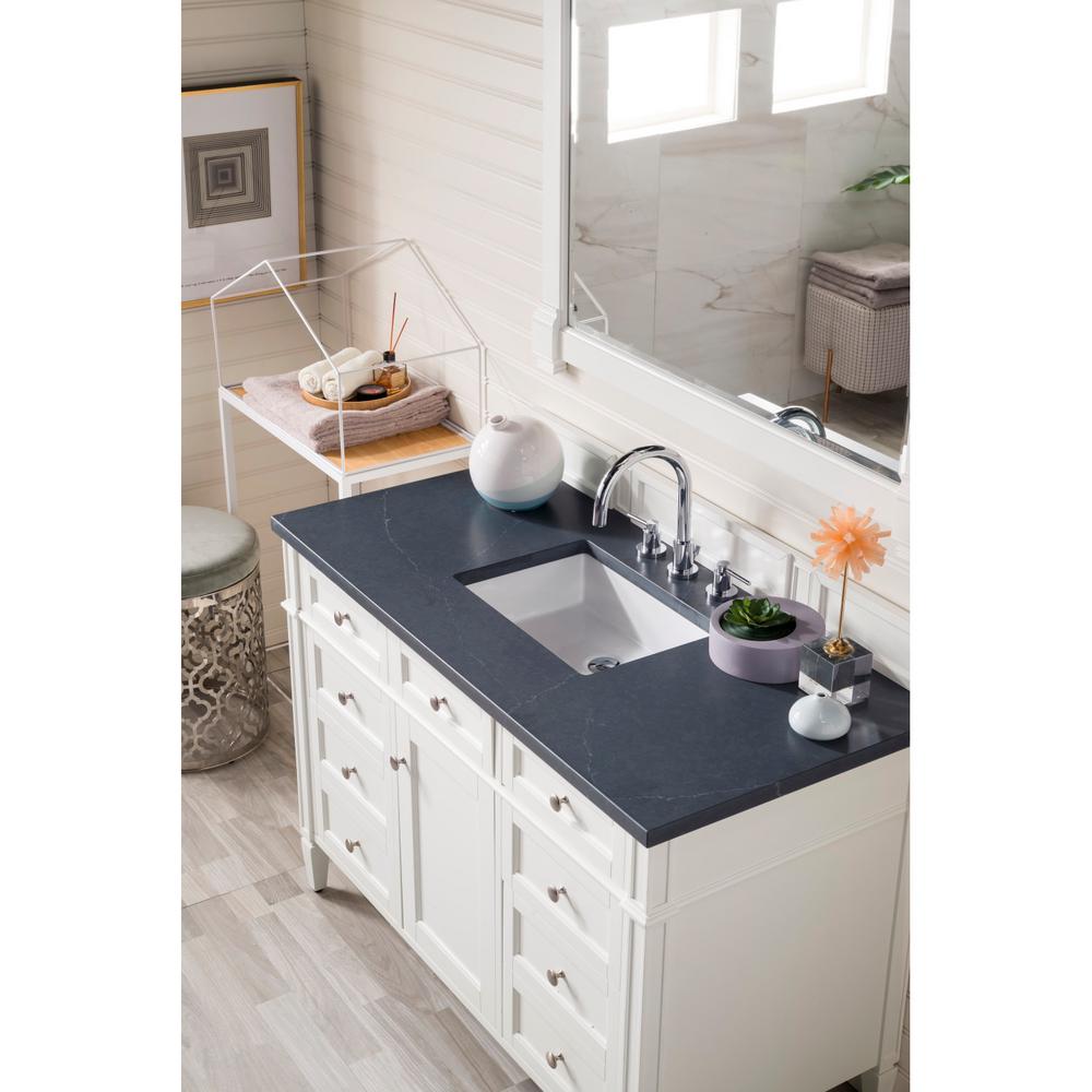 James Martin Vanities Brittany 48 In Single Bath Vanity In Cottage White With Quartz Vanity Top In Charcoal Soapstone With White Basin 650 V48 Cwh 3csp The Home Depot