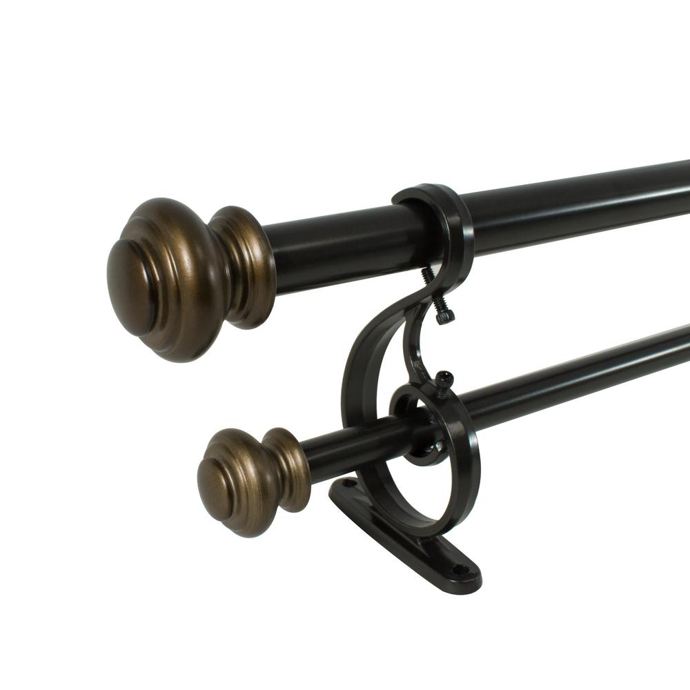 Finials Double Bronze Curtain Rods Hardware Window Urn 72 In 144 Double Telescoping 1 Dia
