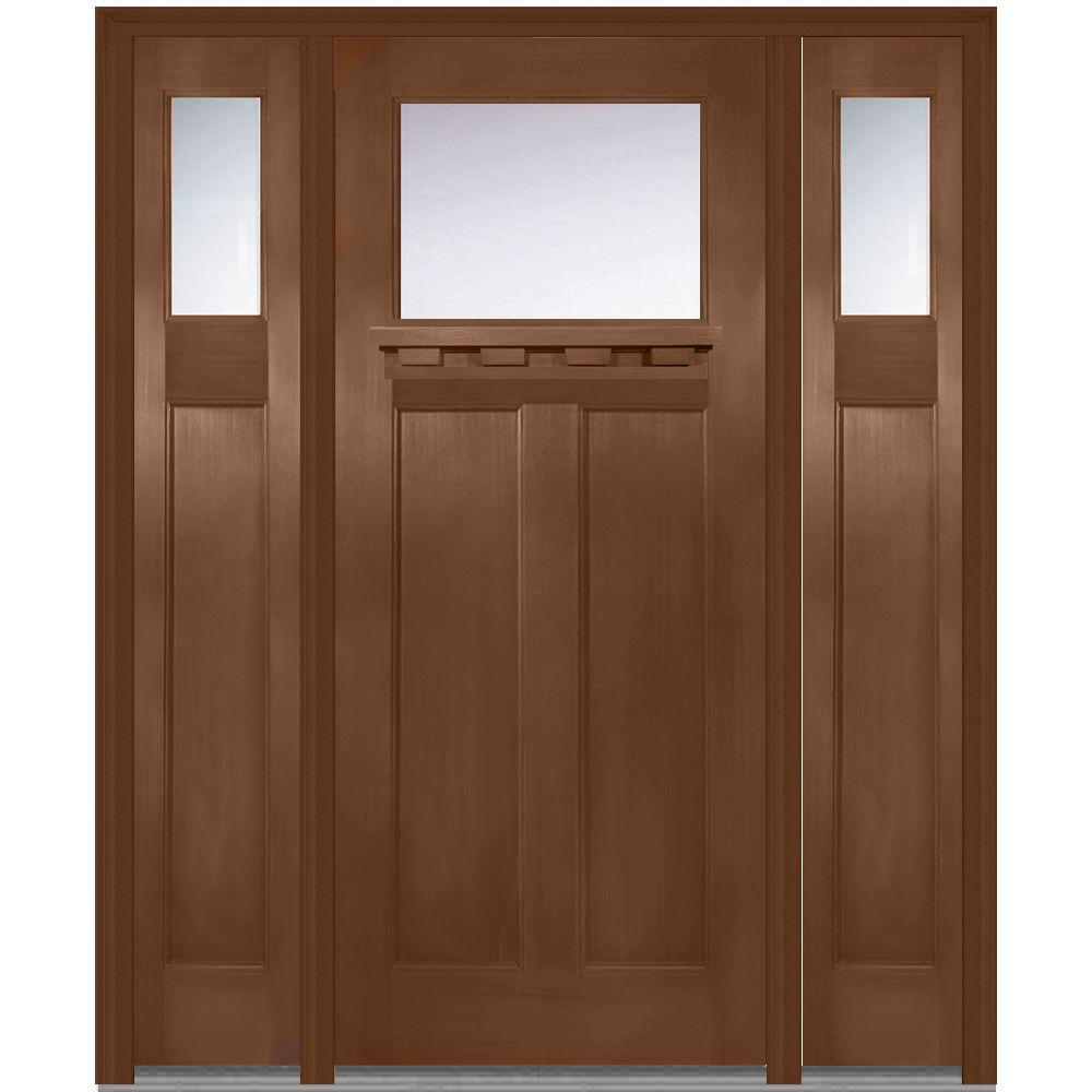 MMI Door 64 in. x 80 in. Craftsman Left-Hand 1-Lite Clear Stained ...