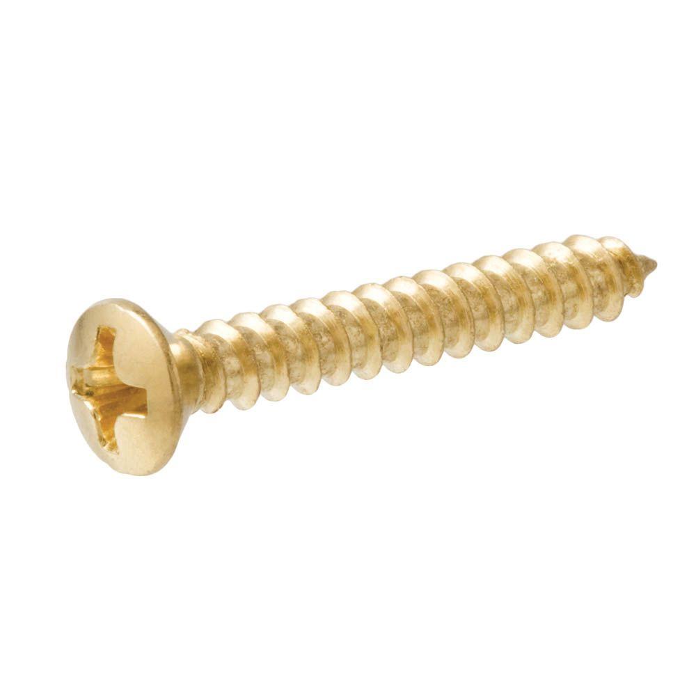 Everbilt 6 X 3 4 In Brass Plated Oval Head Phillips Screws 4 Pack