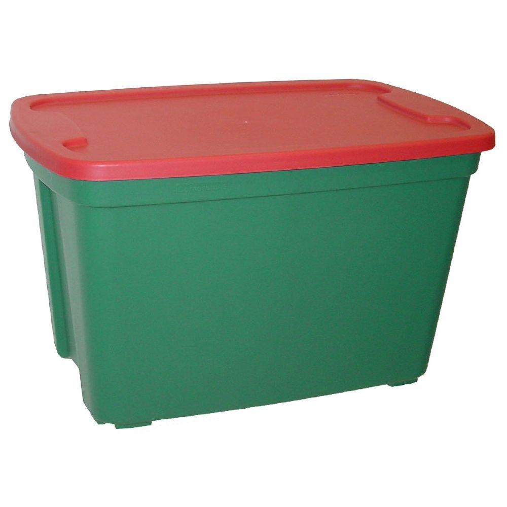 HDX 30 Gal. Tote in Green Base/Red Lid-2030-4452 - The Home Depot