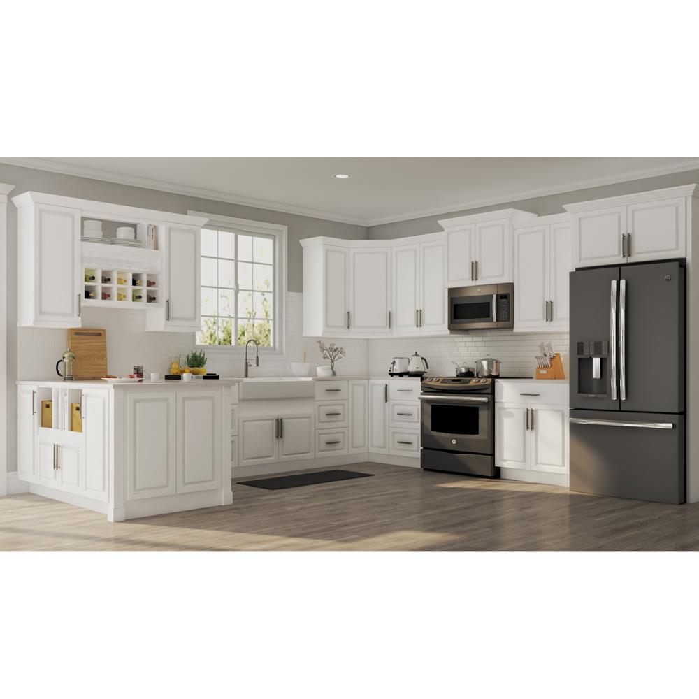 Hampton Bay Hampton Assembled 36x34 5x24 In Blind Base Corner Kitchen Cabinet In Satin White Kbbc45 Sw The Home Depot