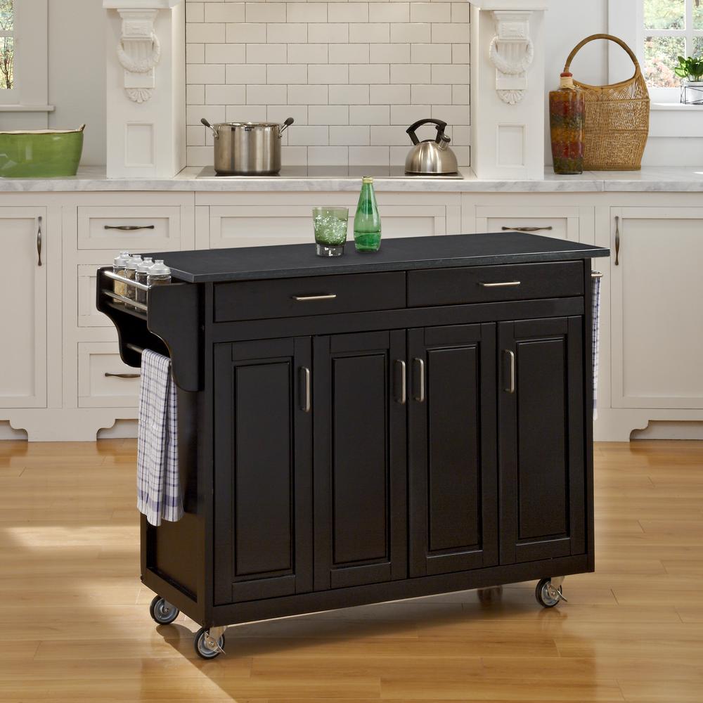 Home Styles Create-a-Cart Black Kitchen Cart With Natural Wood Top-9100 ...
