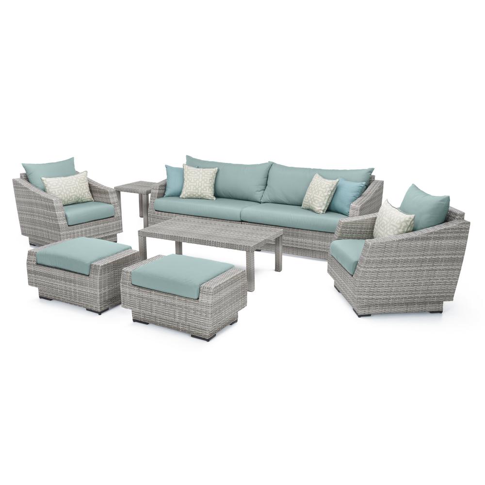 Cannes 8pc Sofa &#38; Club Chair Seating Set Spa Blue - RST Brands