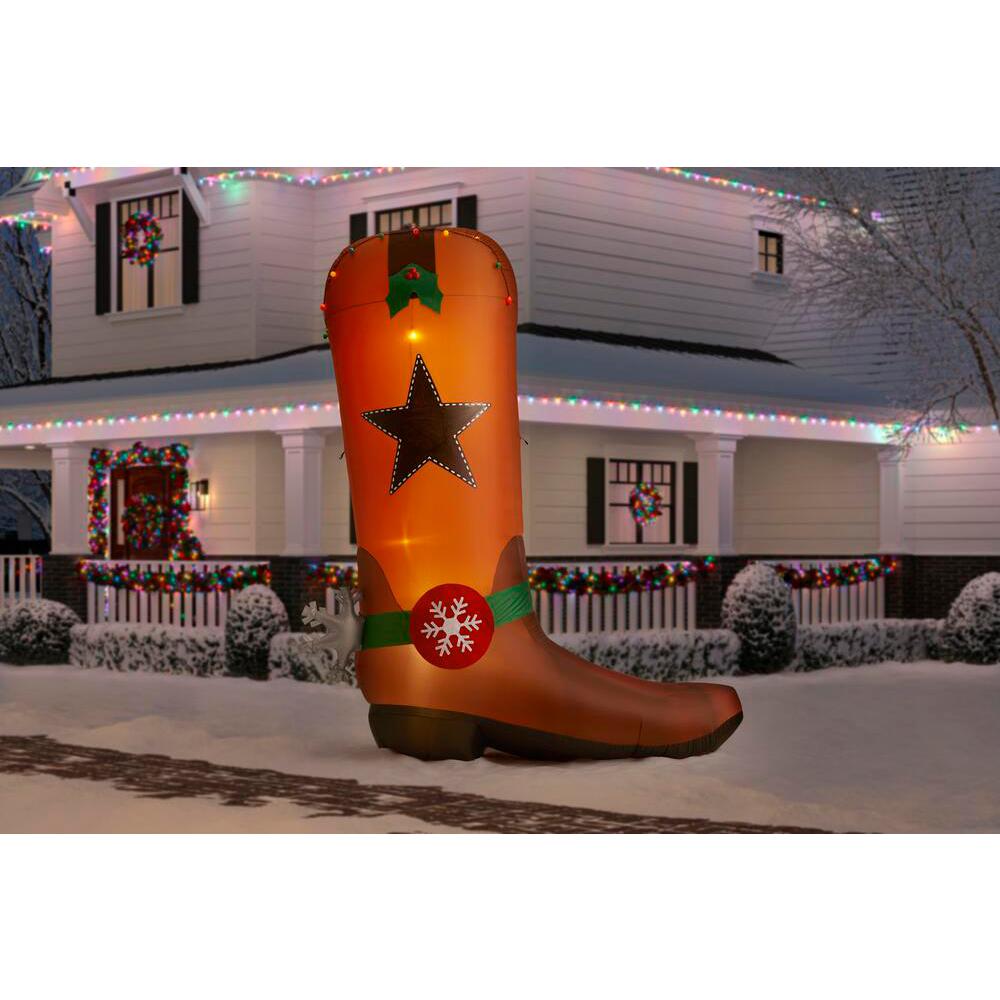 Home Accents Holiday 11 ft Giant-Sized LED Inflatable Cowboy Boot-118012 -  The Home Depot
